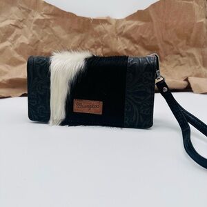 Wrangler Black and White Hair on Hide Clutch
